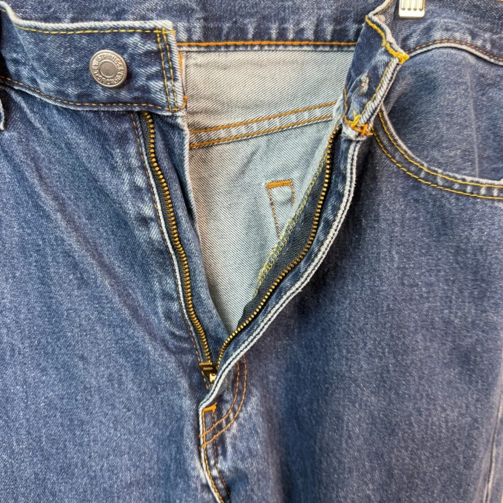 Levis Mens Jeans 38x30 Blue 505 Regular‎ Fit Straight Leg Denim Pants Western